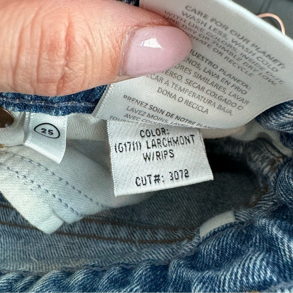 GRLFRND Women’s Karolina Jeans High Rise Straight Crop Larchmont W/ Rips 25 - Picture 10 of 10